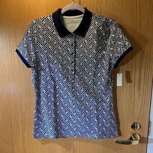 Talbots Navy and White Button Down Shirt